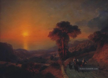 Berg Werke - Ivan Aiwasowski Blick auf das Meer von den Bergen bei Sonnenuntergang crimea Berg